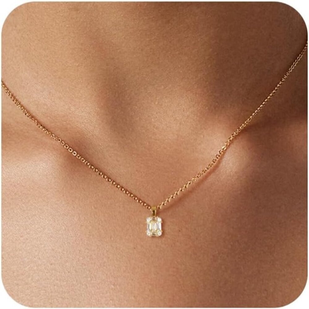 18K Gold Plated Paperclip Choker - Diamond Open Oval Pendant Necklace Jewelry
